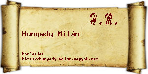 Hunyady Milán névjegykártya