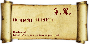 Hunyady Milán névjegykártya